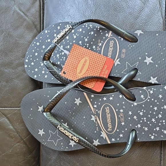 NWT Havaianas STARS Slim Metallic Print Flip Flop size 9/10 - Picture 4 of 6